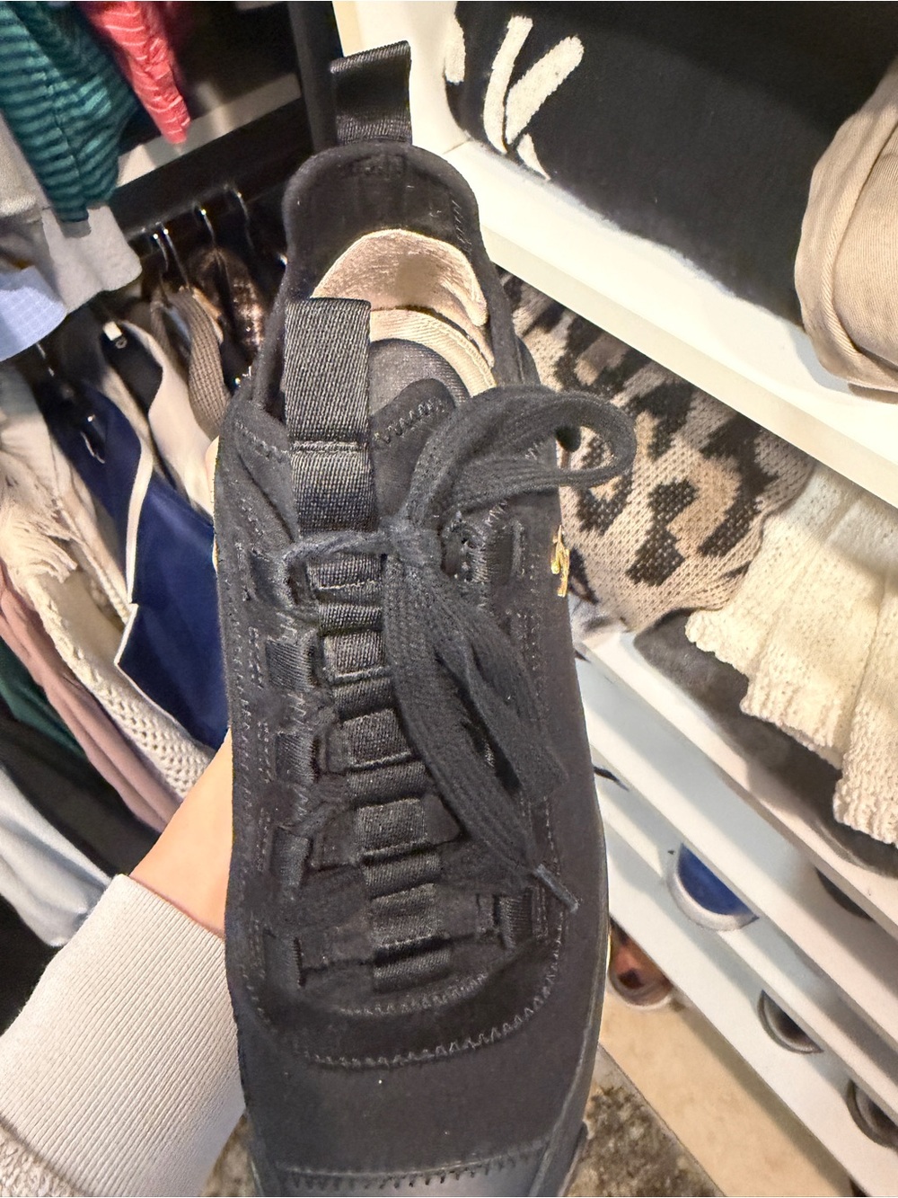 CHANEL Black and White Women's Quilted-Trim Sneakers with Gold CC - Picture 3 of 5